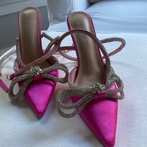 Public Desire Exclusive Midnight Heeled Shoes w/ Rhinestone Bow Detail (ASOS)